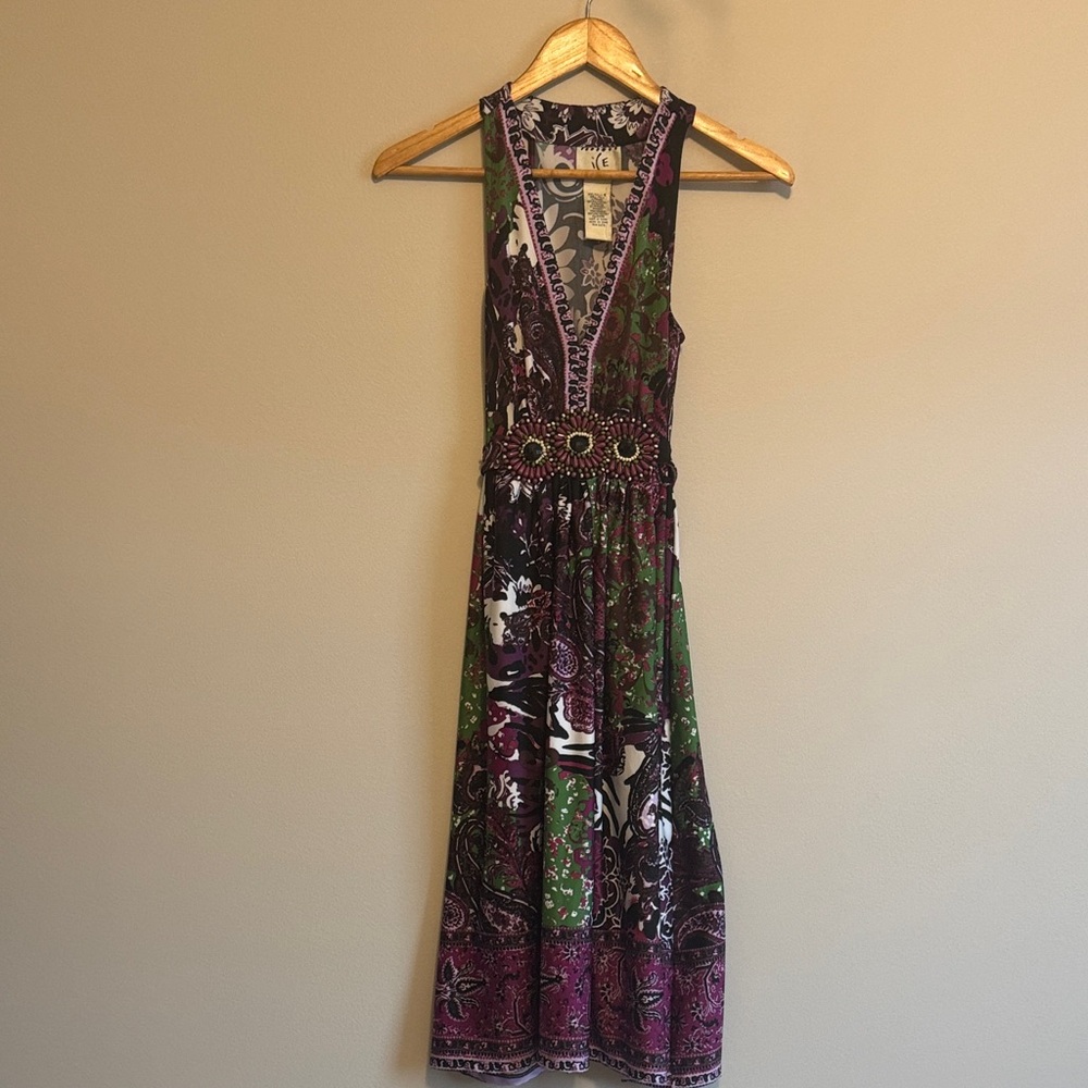 Ice Multicolor V-Neck Midi Dress